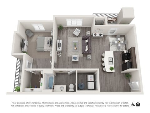 Floor plan for 1 bed, 1 bath, 925 sqft